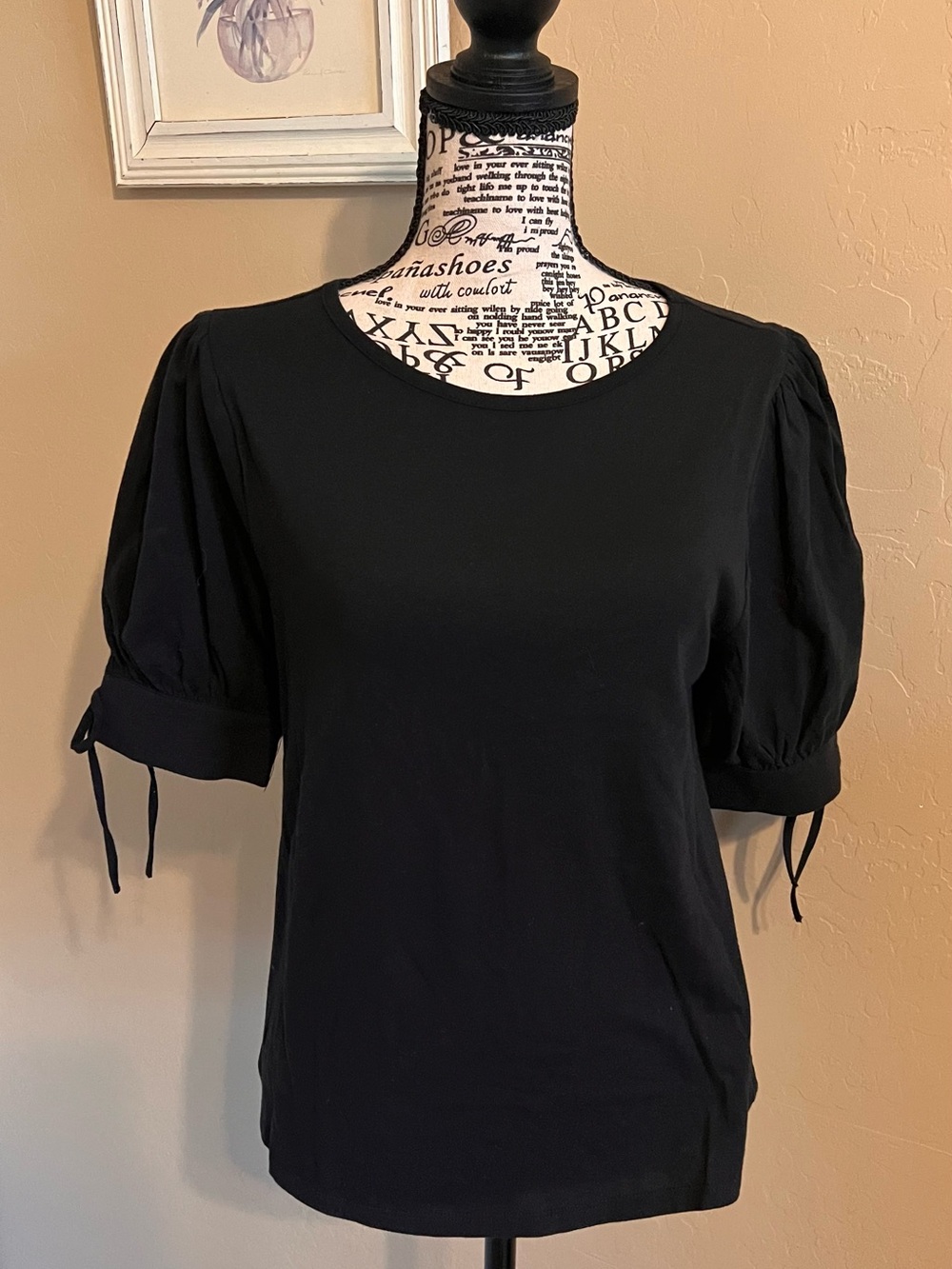 Sugarlips Black Puff Sleeve Tee with ties